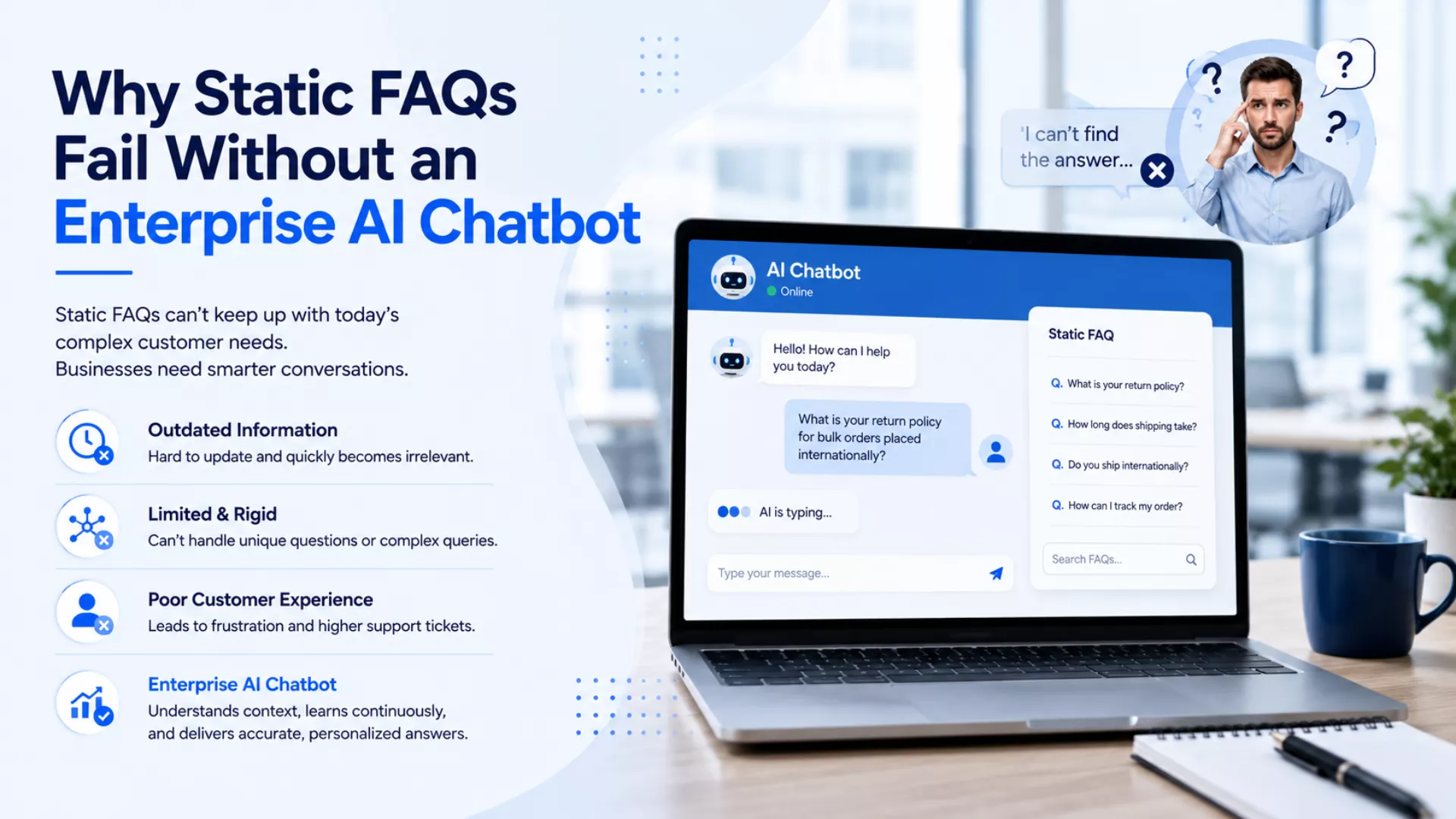 Why Static FAQs Fail Without an Enterprise AI Chatbot