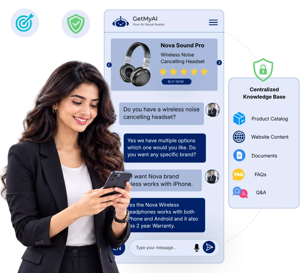 Product catalog and knowledge sources powering the avatar