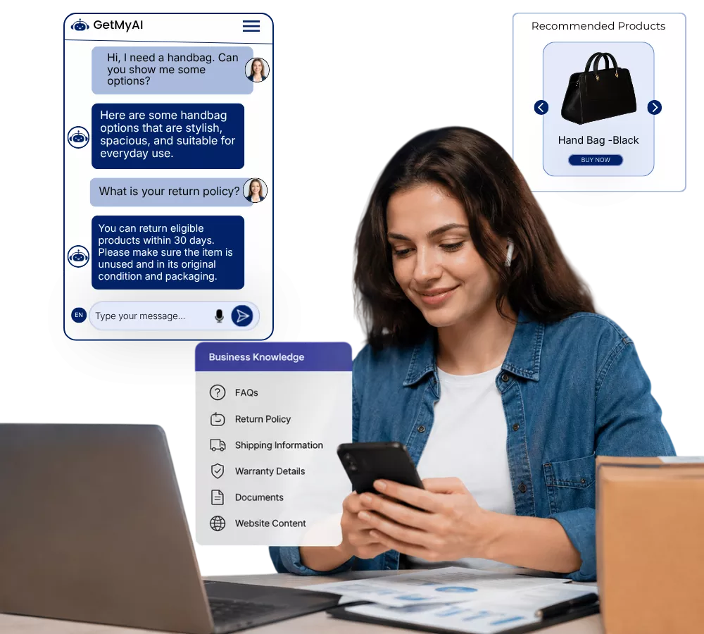 Business knowledge base supporting shopping conversations