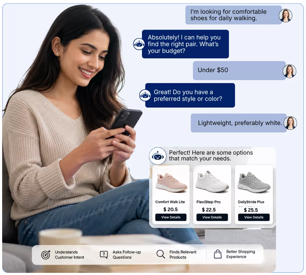AI Concierge guiding an online shopper to the right products