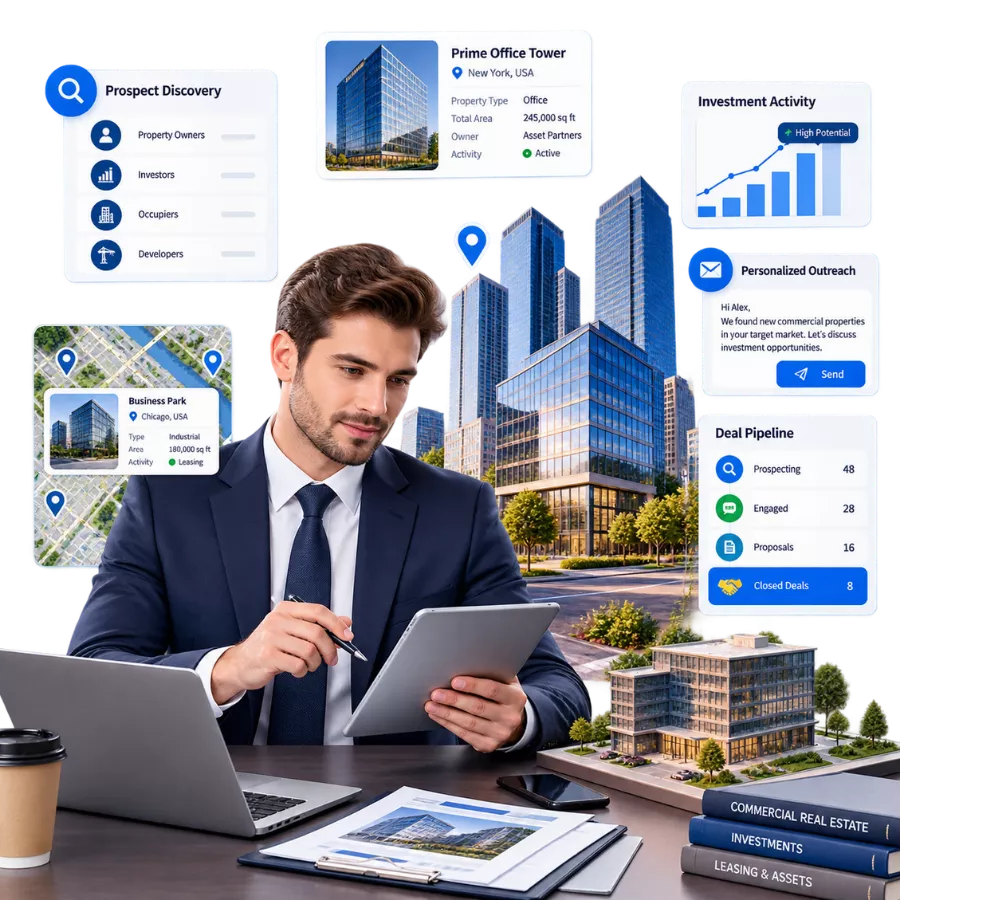 Sales AI sourcing tenant and investor opportunities in commercial real estate